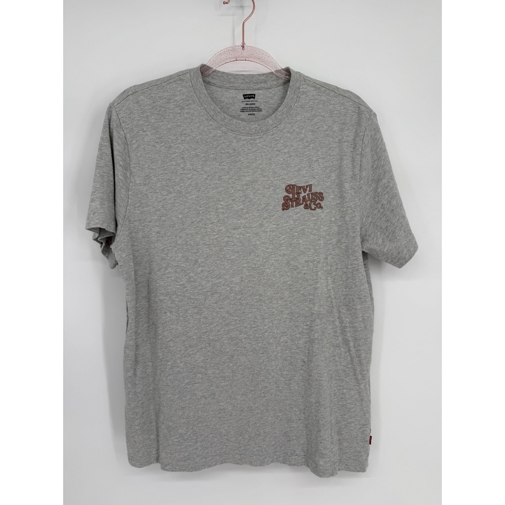 Levis Mens Relaxed Fit T-Shirt Heather Grey Short Sleeve Chest Logo Sz S